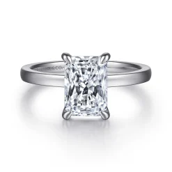 Clearance Gabriel & Co. Paula - 14K White Gold Rectangular Radiant Cut Diamond Engagement Ring