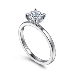 New Gabriel & Co. Paula - 14K White Gold Round Diamond Engagement Ring