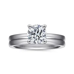 New Gabriel & Co. Paula - 14K White Gold Round Diamond Engagement Ring