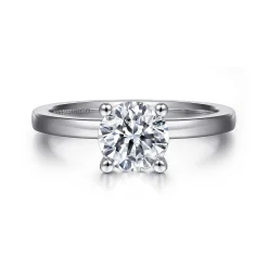 New Gabriel & Co. Paula - 14K White Gold Round Diamond Engagement Ring