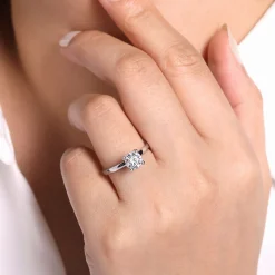 New Gabriel & Co. Paula - 14K White Gold Round Diamond Engagement Ring