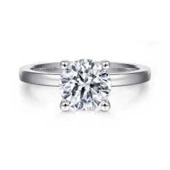 Best Gabriel & Co. Paula - 14K White Gold Round Diamond Engagement Ring