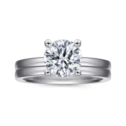 Best Gabriel & Co. Paula - 14K White Gold Round Diamond Engagement Ring