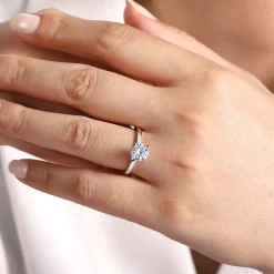 Best Gabriel & Co. Paula - 14K White Gold Round Diamond Engagement Ring
