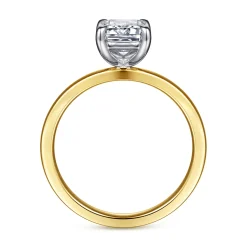 Clearance Gabriel & Co. Paula - 14K White-Yellow Gold Emerald Cut Diamond Engagement Ring