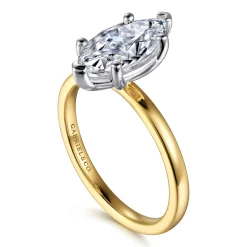Hot Gabriel & Co. Paula - 14K White-Yellow Gold Marquise Diamond Engagement Ring