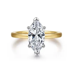 Hot Gabriel & Co. Paula - 14K White-Yellow Gold Marquise Diamond Engagement Ring
