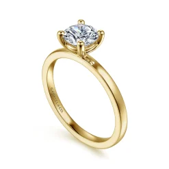 New Gabriel & Co. Paula - 14K Yellow Gold Round Diamond Engagement Ring