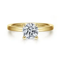 New Gabriel & Co. Paula - 14K Yellow Gold Round Diamond Engagement Ring