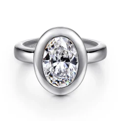 Best Gabriel & Co. Pauline - 14K White Gold Bezel Set Oval Diamond Engagement Ring