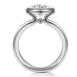 Best Gabriel & Co. Pauline - 14K White Gold Bezel Set Oval Diamond Engagement Ring