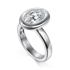 Best Gabriel & Co. Pauline - 14K White Gold Bezel Set Oval Diamond Engagement Ring
