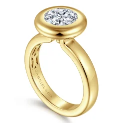 Hot Gabriel & Co. Pauline - 14K Yellow Gold Bezel Set Round Diamond Engagement Ring