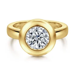 Hot Gabriel & Co. Pauline - 14K Yellow Gold Bezel Set Round Diamond Engagement Ring