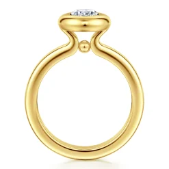 Clearance Gabriel & Co. Pauline - 14K Yellow Gold Bezel Set Oval Diamond Engagement Ring