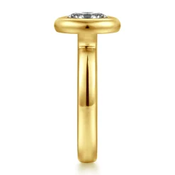 Clearance Gabriel & Co. Pauline - 14K Yellow Gold Bezel Set Oval Diamond Engagement Ring