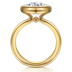 Best Gabriel & Co. Pauline - 14K Yellow Gold Bezel Set Oval Diamond Engagement Ring