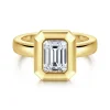 Discount Gabriel & Co. Pauline - 14K Yellow Gold Bezel Set Emerald Cut Diamond Engagement Ring
