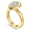 New Gabriel & Co. Pauline - 14K Yellow Gold Bezel Set Pear Shape Diamond Engagement Ring