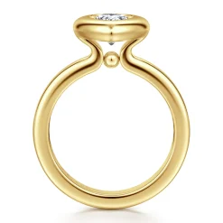 New Gabriel & Co. Pauline - 14K Yellow Gold Bezel Set Pear Shape Diamond Engagement Ring