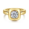 Discount Gabriel & Co. Pauline - 14K Yellow Gold Bezel Set Cushion Cut Diamond Engagement Ring