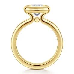 Discount Gabriel & Co. Pauline - 14K Yellow Gold Bezel Set Cushion Cut Diamond Engagement Ring