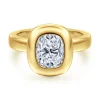 Sale Gabriel & Co. Pauline - 14K Yellow Gold Bezel Set Elongated Cushion Diamond Engagement Ring
