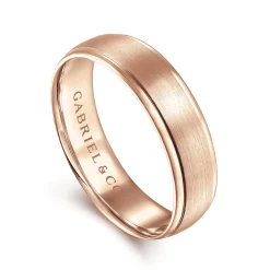 Outlet Gabriel & Co. Paul - 14K Rose Gold 6mm - Men's Wedding Band in Satin Finish