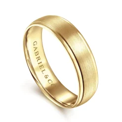 Online Gabriel & Co. Paul - 14K Yellow Gold 6mm - Men's Wedding Band in Satin Finish
