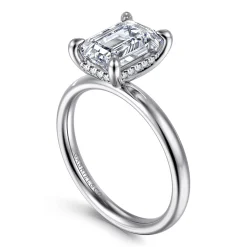 Discount Gabriel & Co. Peace - 14K White Gold Emerald Cut Diamond Engagement Ring