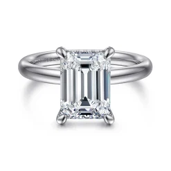 Gabriel & Co. Peace - 14K White Gold Emerald Cut Diamond Engagement Ring