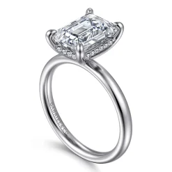 Gabriel & Co. Peace - 14K White Gold Emerald Cut Diamond Engagement Ring