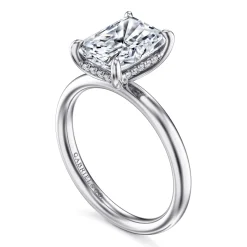 Best Gabriel & Co. Peace - 14K White Gold Radiant Diamond and Engagement Ring