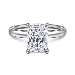 Best Gabriel & Co. Peace - 14K White Gold Radiant Diamond and Engagement Ring