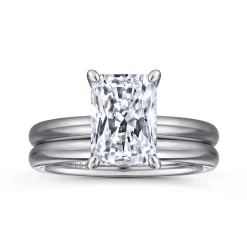 Best Gabriel & Co. Peace - 14K White Gold Radiant Diamond and Engagement Ring
