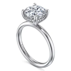 New Gabriel & Co. Peace - 14K White Gold Round Diamond Engagement Ring