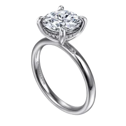 Best Gabriel & Co. Peace - 14K White Gold Round Solitaire Diamond Engagement Ring