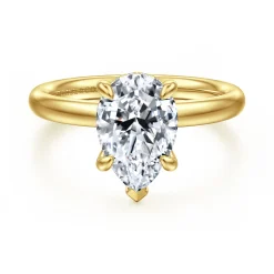 Best Gabriel & Co. Peace - 14K Yellow Gold Pear Shape Diamond Engagement Ring