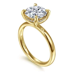 Outlet Gabriel & Co. Peace - 14K Yellow Gold Round Diamond Engagement Ring