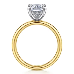 Sale Gabriel & Co. Peace - 14K Yellow-White Gold Elongated Cushion Diamond Engagement Ring