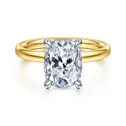 Sale Gabriel & Co. Peace - 14K Yellow-White Gold Elongated Cushion Diamond Engagement Ring