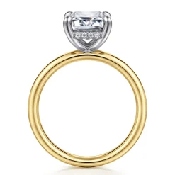 Sale Gabriel & Co. Peace - 14K Yellow-White Gold Emerald Cut Diamond Engagement Ring