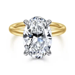 Best Gabriel & Co. Peace - 14K Yellow-White Gold Oval Diamond Engagement Ring