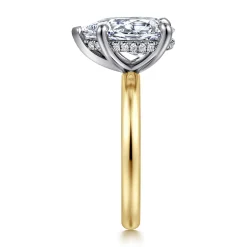 Discount Gabriel & Co. Peace - 14K Yellow-White Gold Pear Shape Diamond Engagement Ring