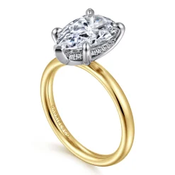 Discount Gabriel & Co. Peace - 14K Yellow-White Gold Pear Shape Diamond Engagement Ring
