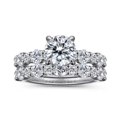 Online Gabriel & Co. Peak - 14K White Gold Round Diamond Engagement Ring