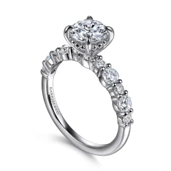 Online Gabriel & Co. Peak - 14K White Gold Round Diamond Engagement Ring