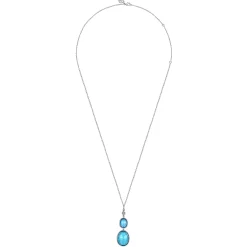 Best Gabriel & Co. Pendant Drop Necklace 925 Sterling Silver Rock Crystal and Turquoise Bujukan