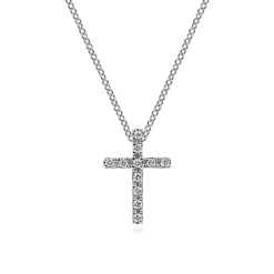 Online Gabriel & Co. Pendant Necklace Cross 14K White Gold Diamond 0.1ct