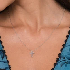 Online Gabriel & Co. Pendant Necklace Cross 14K White Gold Diamond 0.1ct